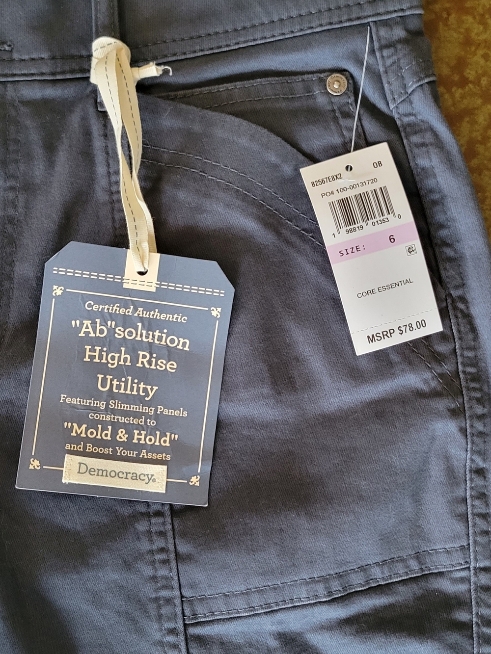 Democracy "Ab" Solution High-Rise Utility Pants in Slate Gray Sz 6 - Picture 3 of 10